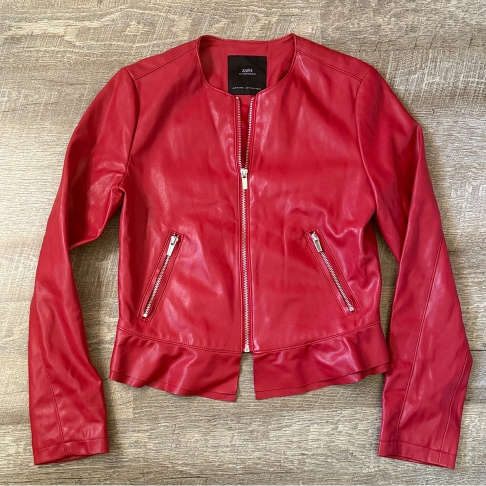 Zara Red Leather Jacket